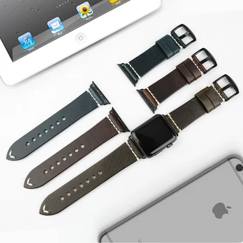 MAIKES Watch Zapestnico, Olje, Vosek Usnje Watch Band Za Apple Watch 44 mm 40 mm / 42mm 38 mm Serija SE/6/5/4/3/2/1 iWatch Watch Trak