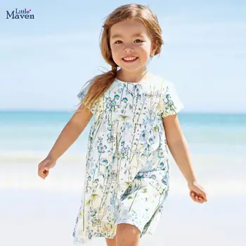 Malo maven 2020 novo poletje dojencek dekliška oblačila blagovne znamke obleko otroci bombaž cvet tiskanja kratek rokav obleke S0690