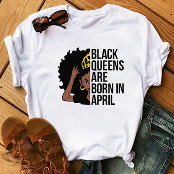 Maycaur Afro Dekle Afriki Lase Krono Vrh Ženske majice Melanin Kraljico Ženskega O-vratu Tshirt Črna Dekleta Tees Modna Ženska Majica