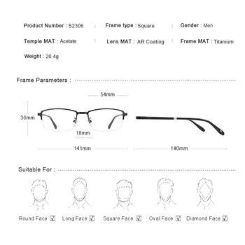 MERRYS DESIGN Moških Titanove Zlitine Pol Očal Okvir Recept Očala TR90 Noge Poslovni Slog Optični Okvir S2306