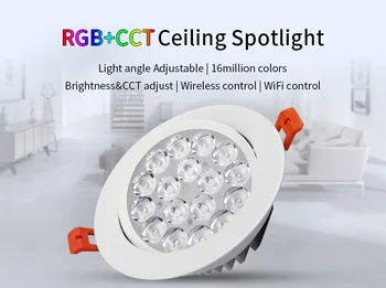 Milight FUT062 9W RGB+SCT LED Stropni Reflektor temperatura Barve Svetlost nastavljiva brezžični wifi nadzor LED downlight
