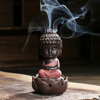 Mini kip Bude menih figur tathagata Indija Joga Mandala čaj pet vijolično keramične obrti Zakka dekorativne keramične okraski