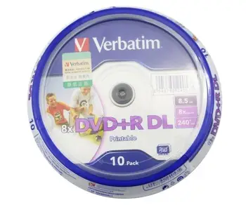 MLLSE 10 Kosov Verbatim balnk printable DVD+R DL 8X Dual Layer 10 Diske DVD +R dl 8.5 GB z izvirno cake box