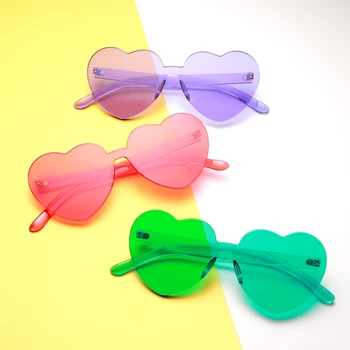 Moda Srčkan Seksi Retro Ljubezen Srce Rimless sončna Očala Ženske Luksuzne blagovne Znamke Oblikovalec sončna očala Očala Candy Barve UV400