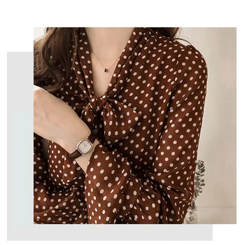 Moda za ženske bluze 2019 plus velikost Jeseni ženske vrhovi dolgimi rokavi ženske majice polka dot šifon ženski blusas majica 1537 45