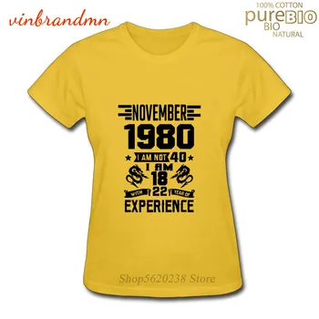Moda za Ženske Poletje T-Shirt za Ulične 1980 Rojstva Let Rokav Design Slim 80. Oblačila 1980 novembra Darilo za Rojstni dan Tee Vrh