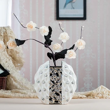 Moderna preprostost Keramična Vaza Ročno Vdelan Vaja plating Bela/srebrna Ureditev Cvet Art Vaze poročno dekoracijo doma