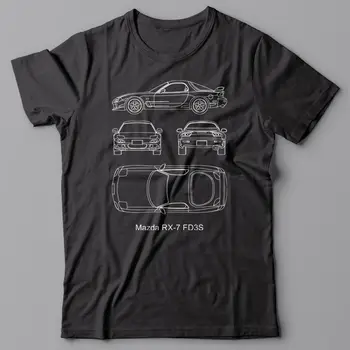 Modni T-Shirt Moški Oblačila Kul T-Shirt Načrt - Mazda Rx-7 Fd3S, Tehnične Tee Srajco, Jdm Driftcasual Bombaž Majica S Kratkimi Rokavi