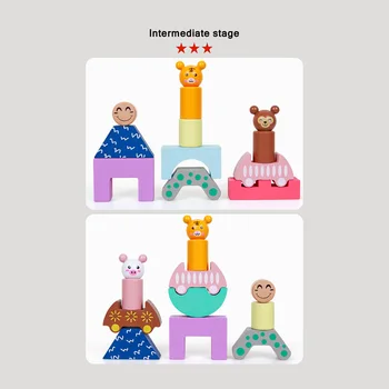 Montessori Lesene Živali Model Bloki Otroci Izobraževanja Pismo Zlaganje Igrače Jenga Igre Velike Bloke Pisane Nemoteno Igrače