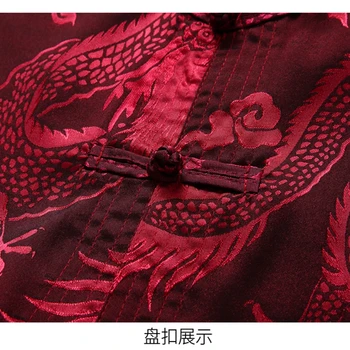 Moške tang bo ustrezala tradicionalni kitajski oblačila za jedi hlače, moške srajce orientalskega zmaja rokavi top kung fu stojalo ovratnik hanfu