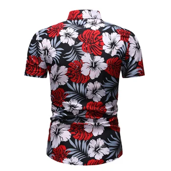 Moške Tropskih Kratek Rokav Cvjetnim Natisniti Majice Hawaiian Beach Rokavi Moški 2020 Poletje Priložnostne Gumb Navzdol Stranka Počitnice Srajca
