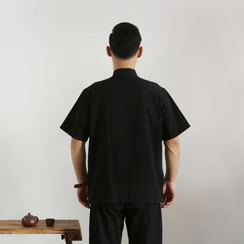 Moški Bombaža, Kratek Rokav Tang bo Ustrezala najboljši Moški Kung Fu Tai Chi Enotno Majica Bluzo Tradicionalni Kitajski Clothings Plus 4XL