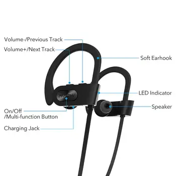 Mpow Plamen Bluetooth Šport Slušalke Slušalke Nepremočljiva IPX7 Brezžični Čepkov 7-9 Ur Predvajanja šumov Slušalke