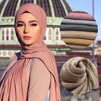 Multicolor Mehko Bombažno Muslimanskih Headscarf Instant Hidžab Dres, Šal femme musulman hijabs Islamske šali in obloge Glavo, Rute