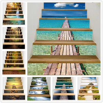 Naravne Kulise Stopnicah Dekoracijo Izmenljive Nepremočljiva Stopnišč Korake, Nalepke Adesivo 3D Escada Home Decor Art Nalepke Escalier