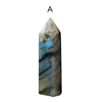 Naravni Labradorite Moonstone Kristalni Kamen Heksagonalna Rob Degaussing Energije Kremen Okraski