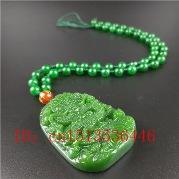 Naravni Zeleni Kitajski Zmaj Vklesan Jade Ogrlico, Obesek Čar Nakit, Modni Dodatki, Ročno Izrezljano Srečo, Amulet Darila