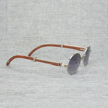 Naravni Črni Les, sončna Očala Moških Buffalo Rog Jasno Očal Okvir za Ženske Lesena Okrogla sončna Očala za na Prostem Oculos Odtenki