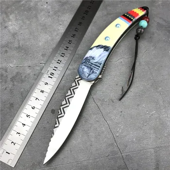 Native American Indijski Stil Folding Nož NOVA EOS Orodje 440 Rezilo iz Nerjavečega Jekla Žepni Nož na Prostem Lovski Nož za Kampiranje
