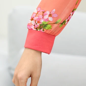 New Visoke Kakovosti Modne Ženske Majice Šifon Dolg Rokav Bluze Plus Velikost Mati Obleka Lady Cvetlični Puloverju Vrhovi