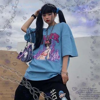 NiceMix Risanka T-Shirt Ulične Tshirt Ženske Oblačila Grafični Hip Hop Oblačila Vrh 2020 Korejski Poletje Novo O-Vratu Tshirt