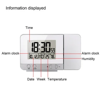NICEYARD Projekcija Alarm Ura Led Digitalna Ura Datum Snooze Funkcijo Zaprtih Čas, Temperatura in Vlažnost Projekta Desk Tabela