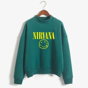 Nirvana Sweatshirts Hip Hop Vrhovi Hoodie Oversize Harajuku Kpop Ženske Hoodies Long Sleeve Hooded Ženske Nosijo Roza Vrhovi