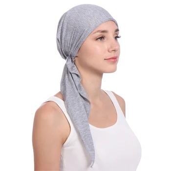 Nov elastična bombaž barva ovijte glavo, rute in Klobuki muslimanskih turban pokrova za ženske Notranje Hidžab Klobuk, ki je moda za ženske turbantes kape