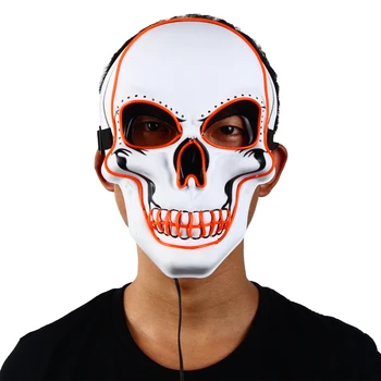 Nov Izdelek Halloween Teror, Belo Okostje, LED Svetila Masko, sveti Kostum Cosplay Dodatki