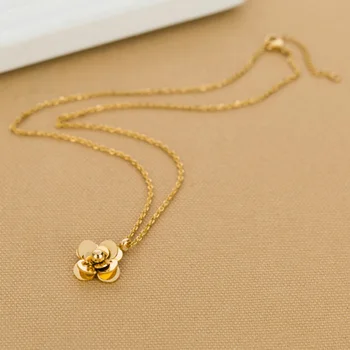 Nov Prihod Vroče moda, Rose Gold-Barva Nerjavnega Jekla žensk ogrlica camellia ogrlica cvet ogrlice Choker