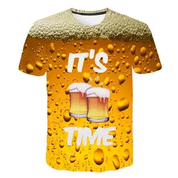 Nova 3D T-shirt za moške pivo/hamburger/poker hip-hop-O-vratu kratkimi rokavi moški/ženske T-shirt natisnjeni T-shirt vrh