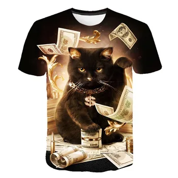 Nova mačka živali natisnjeni otroci oblačila smešno grafični dekleta fantje t shirt kawaii obleke poletje baby dekle vrhovi t-shirt Ulične 14T