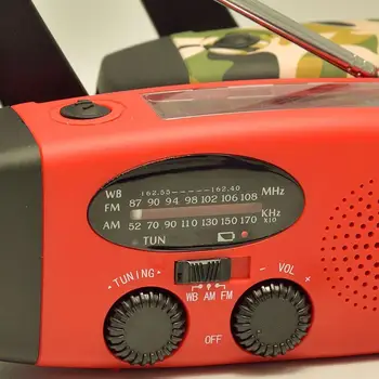 Nove prinaša dobička Rdeče Sončne Radio Strani Ročice Self Pogon Telefonski Polnilnik, 3 LED Svetilka AM/FM/WB Radio Nepremočljiva Sili Preživetje