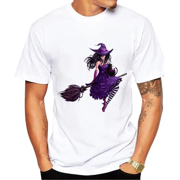 Novi modeli moda za moške ustvarjalne Halloween Slog t-shirt Harajuku Vzhodna Nemčija Čarovnice Vijolično Čarovnica t shirt Hipster vrhovi