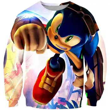 Novi Sonic hedgehog 3D Hoodie Plašč otrok 3D Vrhnja oblačila Hoodie fantje dekleta Trenirke A hoodie z okoli vratu Ulične