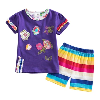 Novo 2018 poletje priložnostne otroci dekliška oblačila določa cvet moda risanka baby dekleta noša hlače otroci, oblačila, nastavite obleko