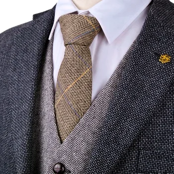 Novo H40 Preveriti Kost Tweed Rjava Kamele Volne Mens Vezi Neckties Debelo Ročno Priložnostne Formalnih Poslovnih Brezplačna Dostava
