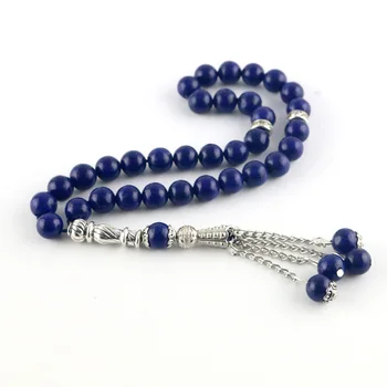 Novo naravnega kamna lapis lazuli 33 kroglice Islamskih Islamski Tasbih Allah 8 mm molitev kroglice modro zapestnico človek zapestnica darilo tesbin