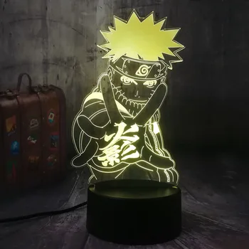Novost Anime Naruto Uzumaki Naruto 3D Noč Svetlobe LED USB Tabela Spanja Lučka Doma Dekor Otrok, Fant, Fant Igrača Počitnice Božič lučka