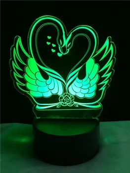 Novost Swan Oblike 3D Lučka LED USB Lučka Lučka na Dotik RGB Barv previjalna Miza Noč Svetlobe Postelji Dekoracijo LED Lučka