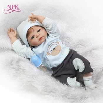 NPk 56 cm Silikonski rodi dojenček fant lutka igrača kot pravi polni silikona telo novorojenčka malčki punčko bebes prerojeni bonecas nepremočljiva kopel