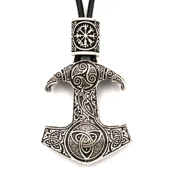 Odin Krokar Triskele Trojice Amulet Thor Kladivo Obesek Mjolnir Talisman Nakit Viking Moških Ogrlica Nordijska Kroglice Dodatki