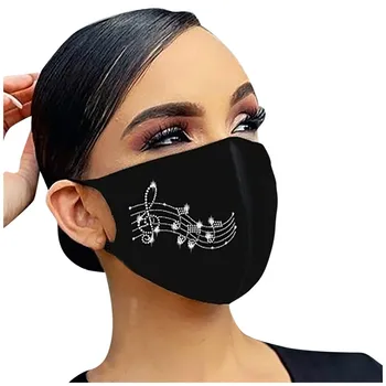 Odrasle Ženske Stroj za Zaščito pred Soncem Flash Diamond Tiskane svile Masko Stroj маски для лица защитные Črna s svetlo