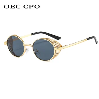 OEC CPO Ovalne Punk Vintage sončna Očala Ženske Moški Krog Oblikovalec blagovne Znamke sončna Očala Ženski Steampunk Retro Očala UV400 Oculos