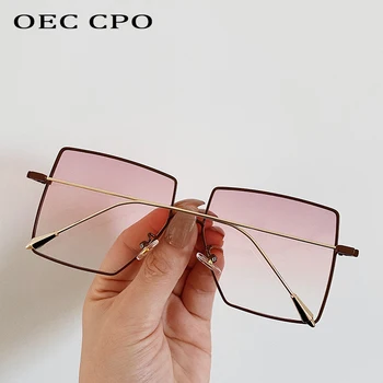 OEC CPO Prevelik Kvadratnih sončna Očala Ženske Modni Prosojni Odtenki sončna Očala Moških Ravno Top Zlitine Očala UV400 Gafas de sol
