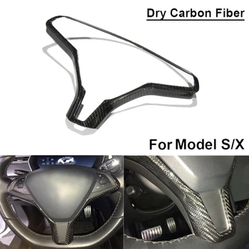 Ogljikovih Vlaken Avto Notranje Volan Okvir Trim Volan Spremenjen Dekorativni Dodatki za Tesla Model S Model X 2016 -