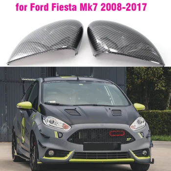 Ogljikovih Vlaken Svetlo črno Strani Rearview Mirror Kritje Za Ford Fiesta 7 VII MK7 2010 2011 2012 2013 2016 2017