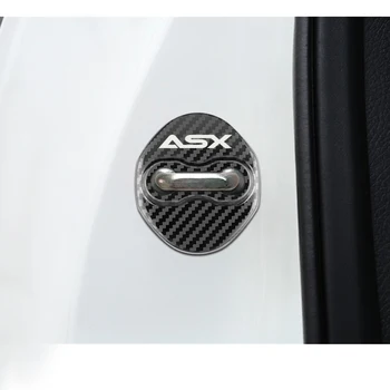 Ogljikovih vlaken vzorec Avto Zaklepanje Vrat Zaščitni Pokrov Primeru Za Mitsubishi Asx Avto Logotip 10 2017 Emblemi Auto Dodatki