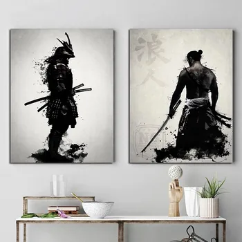 Oklepna Samurai Japonske Anime Platno Slikarstvo na Steni Umetnine Plakatov in Fotografij Stenske Slike za Dnevna Soba Dekoracijo Doma