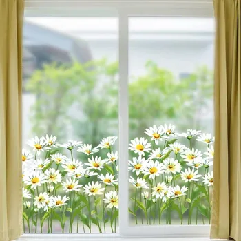 Okno Nalepke, Stenske nalepke Pasu vinil Hitro DIY Enostavno Odstranite Daisy cvet Doma Dekoracijo za Windows Vrata, Steno, Ogledalo